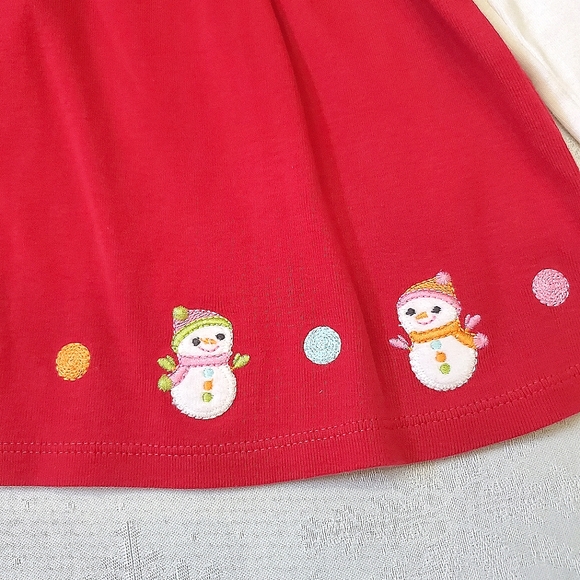 Gymboree Red White Long Sleeve Snowman Front Border Top Baby Girl 18-24 Months - Picture 7 of 7